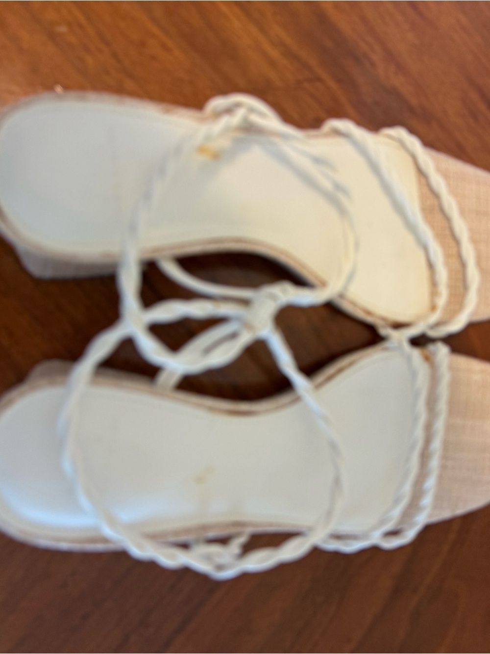 Marc Fisher White Braided Lace-Up Sandals